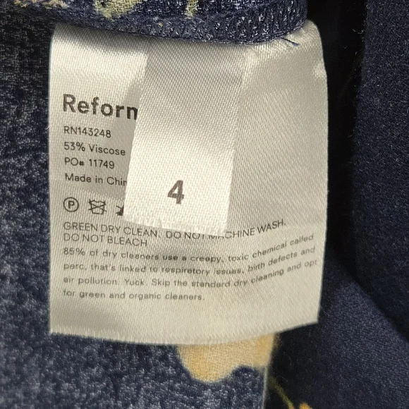 Reformation Wallflower Dress Navy Floral Long Sleeve - Picture 4 of 16